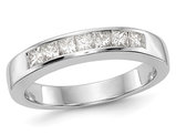 2/5 Carat (ctw Color H-I, I1-I2) Semi-Eternity Princess Cut Diamond Wedding Band Ring in 14K White Gold (size7 )